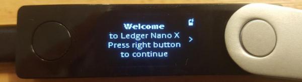 Ledger Nano X - Message de bienvenue