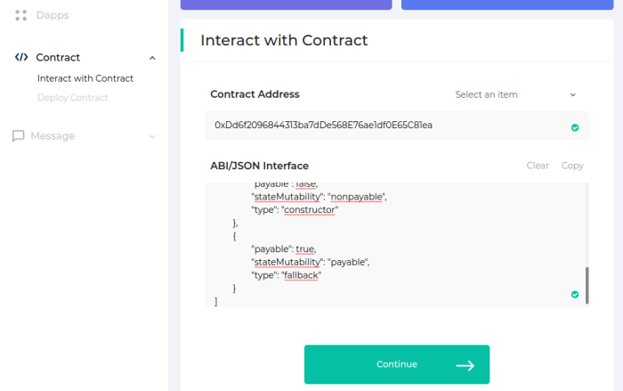 MyEtherWallet interaction contrat adresse ABI